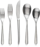 over&back 20pc Curved Flatware Cutlery Set - Comes with 4 Dinner Forks, 4 Salad Forks, 4 Dinner Knives, 4 Dinner Spoons, and 4 Teaspoons - 18/8 Stainless Steel - Dishwasher-Safe - Brushed Stainless by CozyNest Decor