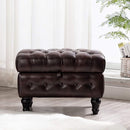 Artechworks Coffee Table Ottoman with Storage,Button Tufted PU Leather Upholstery Footstool Bed Ottoman for Living Room, Home Office, Space-Saving Storage Toy Box Stool, Brown by CozyNest Decor