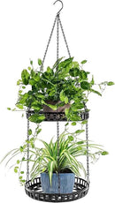 Plant Hanger Indoor Outdoor, 2 Tier Hanging Planter Plant Shelf, Metal Hanging Plants Holder for Indoor Outdoor Plants by CozyNest Decor