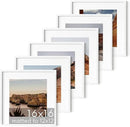 HAUS AND HUES 16x16 White Metal Picture Frames Matted to 12x12 - Features Premium Aluminum & Hanging Hardware, Shatterproof Plexiglass - Ideal for Home, Room, Office (16x16 in, White, Set of 6) by CozyNest Decor