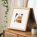 upsimples 8x8 Picture Frames, Natural Solid Wooden Picture Frames, Display 4x4 with Mat or 8 x 8 Without Mat, Wall or Tabletop, 1 Pack, Natural by CozyNest Decor