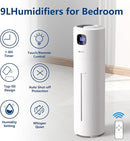 Large Humidifiers for Bedroom, 9L/2.5Gal Ultrasonic Cool Mist, Easy Clean with 350ML/H Large Mist Speed, Quiet Tower, Suitable for Kids Room Plant Yoga (White) by TinyTreasures Baby Boutique