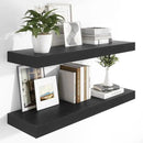 Heimlove 12 Inch Deep Floating Shelves, 48 x 12 inches Long Wall Shelf, Large Display Shelf & Storage Shelf, Rustic Wood Wall Shelves for Fireplace Mantel, Set of 2(Black) by CozyNest Decor
