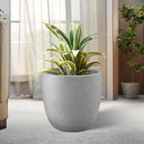 Kante 14 Inch Dia Round Concrete Planter, Indoor Outdoor Large Plant Pot with Drainage Hole and Rubber Plug for Home Patio Garden, Gray Concrete by GreenHaven Gardens