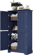 ChooChoo Bathroom Floor Cabinet, Modern Bathroom Storage Cabinet with 4 Doors and Adjustable Shelves, Freestanding Cupboard for Living Room, Navy Blue by CozyNest Decor