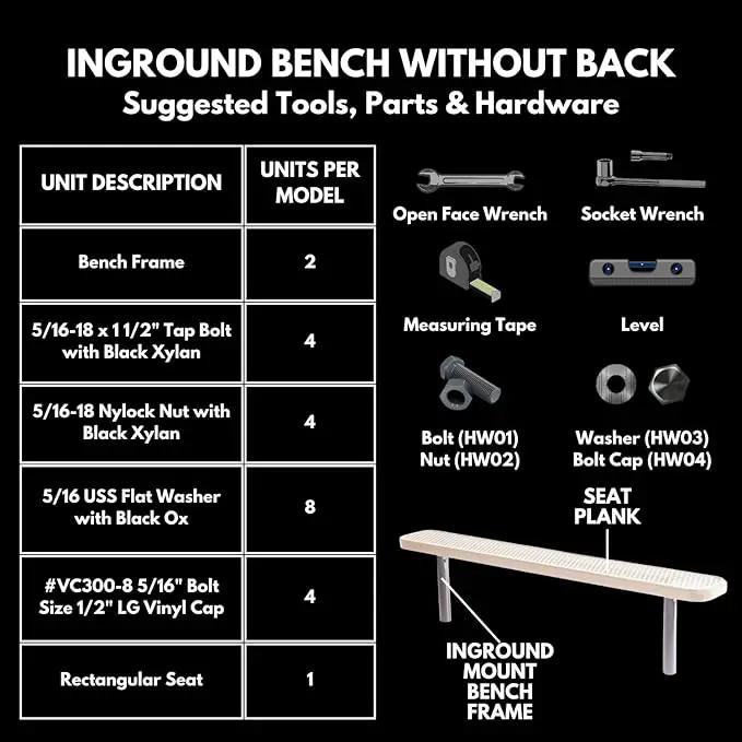 Coated Outdoor Furniture Heavy-Duty Outdoor Bench Thermoplastic Coated, Expanded Metal, Commercial-Grade Seating, Made in America (Inground Without Back, 6 Ft, Tan), photo 10 of 10