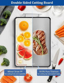 Titanium Cutting Boards for Kitchen, 2 in 1 Titanium Cutting Boards with JUICE GROOVE, Metal Chopping Board for Meat/Vegetables, Pure Titanium&Wheat Straw PP, Food-Grade, Dishwasher Safe16.3”×11”-1 PC by CozyNest Decor