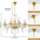 Modern Elegant 8 Lights K9 Crystal Glass Chandelier Golden Pendant Ceiling Lighting European Style for Dining Living Room Bedroom Transparent, 8 E12 Bulbs Required by CozyNest Decor