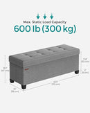 SONGMICS Storage Ottoman Bench, Foldable Foot Rest with Legs, 15 x 43 x 15.7 Inches, End of Bed Bench, Storage Chest, Load up to 660 lb, for Living Room, Bedroom, Entryway, Dove Gray ULSF018G02 by CozyNest Decor
