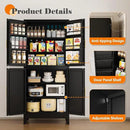 74.8" Tall Metal Food Cabinet, Black Kitchen Pantry Cabinet, Storage Cabinets with 4 Door and 4 Adjustable Shelves, Steel Freestanding Cupboard for Kitchen Dining Room Living Room Bathroom by CozyNest Decor
