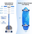 2-in-1 Kids Skateboard & Lean-to-Steer Scooter with Detachable Handlebar, LED Light-Up Wheels, Adjustable Height – Beginner Surf Skateboard for Ages 3+ by TinyTreasures Baby Boutique