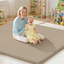 Baby Play Mat 47x47 Inches, Extra Thick 1.2" Foam Floor Mat for Tummy Time & Crawling, Waterproof Non-Slip Faux Leather Playpen Mat for Infants Toddlers, Indoor Outdoor Gym Activity, Brown by TinyTreasures Baby Boutique