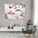 Red Cherry Blossoms Tapestry, Japanese Fuji Mountain Tapestry, Asian Japanese Wall Tapestry, Nature Landscape Tapestries for Bedroom Living Room Decor 40"x30" by CozyNest Decor