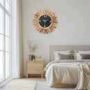 Honiway 14 Inch Wall Clock, Rustic Wood Boho Sunburst Decorative Wall Clocks Battery Operated Silent Non Ticking Farmhouse Small Wall Clocks for Living Room Kitchen Bedroom Home Decor (Rustic Brown) by CozyNest Decor