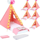 Windyun 6 Pack Kids Teepee Tent for Slumber Party Sleepover Tents for Girls Party with Air Mattress, Star Lights, Blankets Trays Sheets, Natural Cotton Toddler Play Teepee for Indoor Outdoor(Pink) by TinyTreasures Baby Boutique