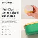 BLUE GINKGO Silicone Lunch Box Set – Durable Heavy-Duty Silicone Bento Box, Microwave, Freezer, Dishwasher Safe – Airtight, BPA Free (Made in Korea, Green) by TinyTreasures Baby Boutique