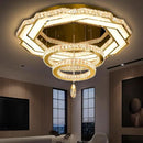 Flashing God Crystal Chandeliers Dia 32" Gold Chandelier Flush Mount Ceiling Light for Bedroom Living Room Dining Room Hallway Dimmable 3 Rings LED Celing Lighting Fixtures by CozyNest Decor