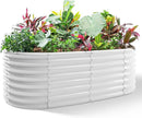 Land Guard 24“ Tall 4×2ft Galvanized Raised Garden Bed Kit, Galvanized Planter Garden Boxes Outdoor, Oval Large Metal Raised Garden Bed for Vegetables(Pearl White, 4×2×2ft) by GreenHaven Gardens
