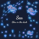 Glow in The Dark Stars Mermaid Wall Decals, Turtle Ocean Fish Stickers for Ceiling, DIY Wall Decor for Nursery Playroom Living Room, Birthday Christmas Gift by CozyNest Decor