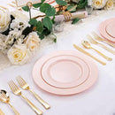 FLOWERCAT 60PCS Pink Plastic Plates - Heavy Duty Pink Plates Disposable for Party/Mother's Day/Wedding - serving 30 guests Include 30PCS 10.25inch & 30PCS 7.5inch by CozyNest Decor