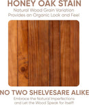 Homeforia Oak Floating Shelves 42 inch Long, High End Solid Real Wood 42inch Floating Shelf for Wall Mounted, Honey Oak Wooden 42in Floating Shelves, Heavy Duty Bracket, 42 X 6.5 X 1.75 in, Set of 2 by CozyNest Decor