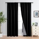 XWZO 100% Blackout Curtains 84 Inches Long with Tiebacks- Privacy Protection, Energy Efficiency Window Panels with Black Liner for Bedroom/Living Room, Rod Pocket, Black, W52 x L84, Set of 2 by TinyTreasures Baby Boutique