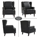 Accent Chairs, Faux Leather High Back Armchair Set of 2 or Living Room, Comfy Upholstered Single Sofa Reading Chairs with Solid Wood Legs for Office, Bedroom, Waiting Room-Black by CozyNest Decor
