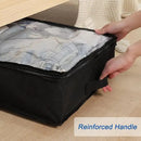 Fixwal 4 Pack Black Underbed Storage Bags with Clear Window and 2 Reinforced Handles Under Bed Storage Containers for Clothing, Bedding, Comforter by CozyNest Decor