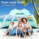 WhiteFang Deluxe Pop Up Beach Tent Sun Shade Shelter for 3-4/5-6 Person, UV Protection, Extendable Floor with 3 Ventilating Windows Plus Carrying Bag, Stakes, and Guy Lines by TinyTreasures Baby Boutique