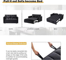 3 in 1 Convertible Sleeper Sofa Bed, Velvet Pull Out Sofas Beds with Side Pocket, 54” Adjustable Backrest Futon Sofa Bed, Love Seat Sleepers Couch for Living Room, Bedroom, Small Space, Black by CozyNest Decor