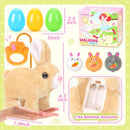 Plush Bunny Easter Toys for Kids,Interactive Bunny with Sounds,Can Walk,Wag Tail and Twitch Nose with Remote Control Leash,Easter Eggs with Pull Back Cars,Easter Birthday Gift for Toddlers by TinyTreasures Baby Boutique