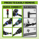 Garden Drip Irrigation Kit, 100ft Black Hose, 360° Pure Copper Closeable Nozzle, Patio Misting Plant Watering Sprinkler, Faucet Separator, Sprinkler Hose Adapter (28 360° nozzles + 28 T-connectors) by GreenHaven Gardens