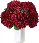 8Pcs Burgundy Fake Flowers Silk Hydrangea Artificial Flowers Bouquets Faux Hydrangea Stems for Home Table Centerpieces Wedding Party Decoration by CozyNest Decor