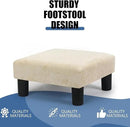 Joveco Small Foot Rest Stool Ottoman, 15" Fabric Square Footstool Upholstered Footrest for Chair, Under Desk, Office, Living Room, Wheat by CozyNest Decor