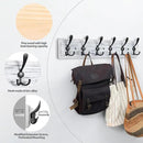 Coat Rack Wall Mount, Wooden Heavy Duty Coat Rack for Wall,6 Triple Coat Hanger Hooks for Hanging Coats,Jacket,Hat,Clothes (Grey White, 6 Hooks) by CozyNest Decor