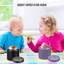 26oz Soup Thermo for Hot Food Kids with Buckle Lid Insulated Vacuum Food Jar Wide Mouth Leakproof Stainless Steel Lunch Container (Black) by TinyTreasures Baby Boutique