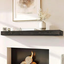 72x8x3 Fireplace Mantel - Handcrafted Hollow Rustic Solid Wood Wall Mounted Floating Shelf with Invisible Heavy Duty Wood Bracket (Weathered Black) by CozyNest Decor