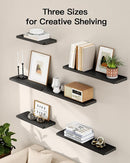 AMADA HOMEFURNISHING Wall Shelves Set of 6, Wood Floating Shelves for Decor, Rustic Farmhouse for Bedroom, Bathroom Storage, Book Shelves for Living Room, Black by TinyTreasures Baby Boutique