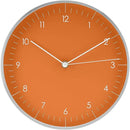 LUUK LIFESTYLE Silent Quartz Wall Clock, Modern and Minimalist Design, Without Ticking, 10” Kitchen Clock, for Living Room, Bedroom, Housewarming Gift, Orange and Silver