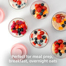 Ankou 400ml Meal Prep Container Set of 4 Pink Tritan Plastic Food Storage Containers with Lids, Airtight Leakproof Pop Top Lid Bowl for Breakfast Leftovers by TinyTreasures Baby Boutique