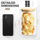 Glass Food Storage Jars with Lids(50oz)Square Set of 3 ,Glass Storage Containers Clear Glass Food Canister with Bamboo Lid Airtight For Serving Tea, Coffee Beans, Flour,Cookie, Cereal,Spice and More by CozyNest Decor