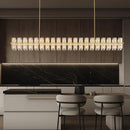 Crystal Brass Rectangular Chandelier Light Fixture,72 in Dining Room Chandeliers Over Table,Modern Chandelier For Living Room,Arcachon Chandeliers,Kitchen Island Chandelier,Includes 80xG4 Bulbs by CozyNest Decor