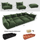 Modern Minimalist Chenille Modular Sectional Sofa, Oversized 8-Seater Sleeper Sofa with Movable Ottoman, Thick Cushions, Upholstered Couch for Living Room, Bedroom, Office, Apartment(Green,8-Seater) by CozyNest Decor