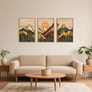 Celestdeco Woodcut Style Mountain Framed Canvas Wall Art Set, Large Brown Ridge Wall Decor, Boho Pine Tree Wall Painting, Abstract Wooden Art Print for Living Room, Bedroom, Office - 24"X36"X3(Not-3D Effect) by CozyNest Decor