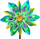 53 Inch Wind Spinner - Outdoor Metal Peacock Wind Sculptures for Garden, Patio, Yard, Lawn Decorations Double Windmill Spinner by GreenHaven Gardens