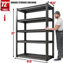Raybee Storage Shelves 2000LBS Garage Shelving Heavy Duty, 5-Tier Adjustable Garage Shelves, Metal Shelving for Garage, Basement, Warehouse, Pantry, 72" H x 31.5" W x 16.5" D, 2PC, Black by GreenHaven Gardens