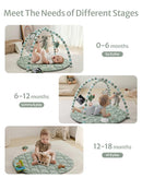 Blissful Diary Waterproof Baby Play Gym Mat, Wipe-Clean Vegan Leather Tummy Time Mat with 6 Detachable Toys, Baby Activity Mat, Sage Green by TinyTreasures Baby Boutique