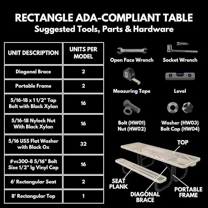 Coated Outdoor Furniture Heavy-Duty Portable ADA-Compliant Outdoor Picnic Table, Punched Steel Patio Dining Furniture Made in America (8ft Rectangular, One-Side Handicap, Purple), photo 8 of 9