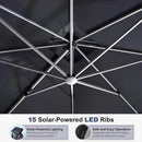 PURPLE LEAF 10 Feet Double Top Deluxe Solar Powered LED Square Patio Umbrella Offset Hanging Umbrella Outdoor Market Umbrella Garden Umbrella, Grey by GreenHaven Gardens