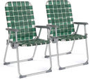 VINGLI Folding Aluminum Webbed Lawn Chairs with Detachable Cup Holder, High Beach Chair for Adults Heavy Duty, Portable Patio Chair, Camping Chair for Yard, Garden, 2 Pack by GreenHaven Gardens